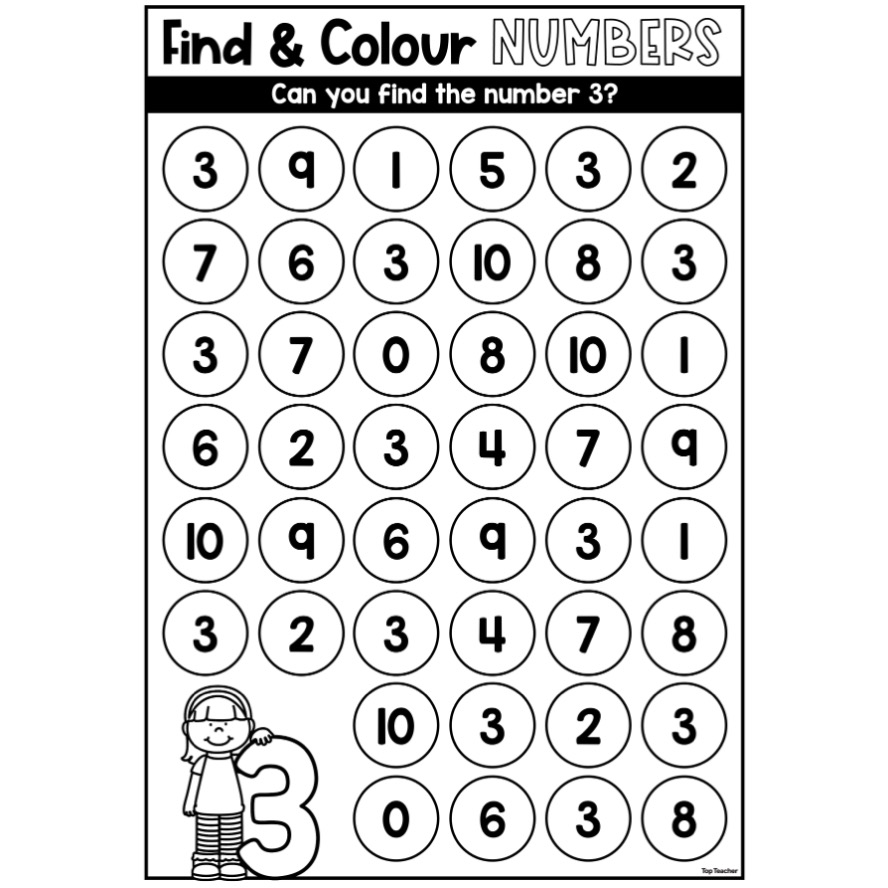 find-colour-number-3-worksheet-top-teacher