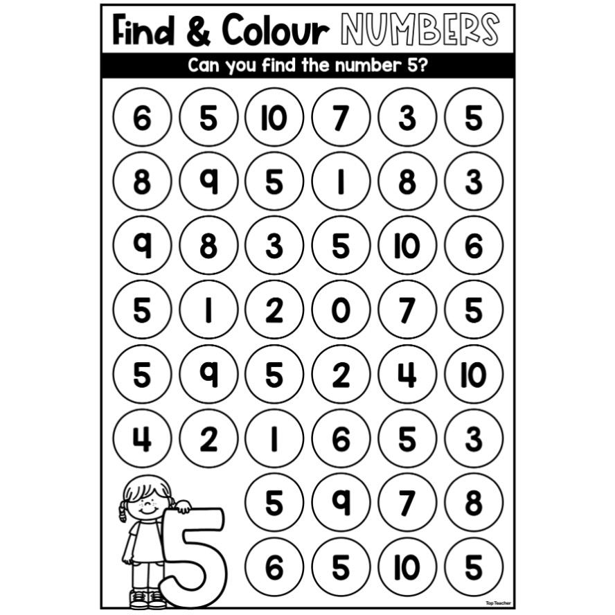 find-colour-number-5-worksheet-top-teacher