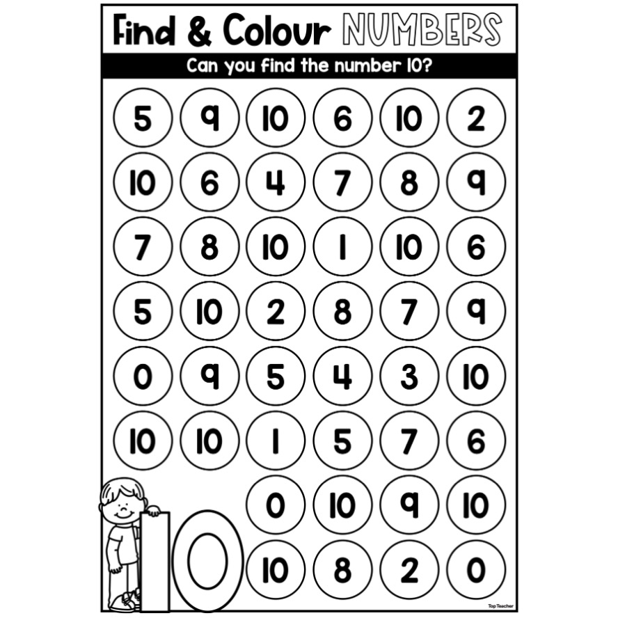 find-colour-number-10-worksheet-top-teacher