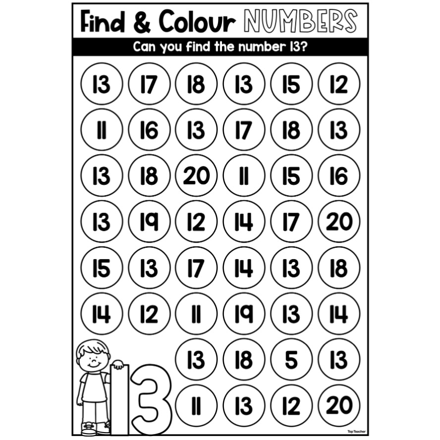 find-colour-number-13-worksheet-top-teacher