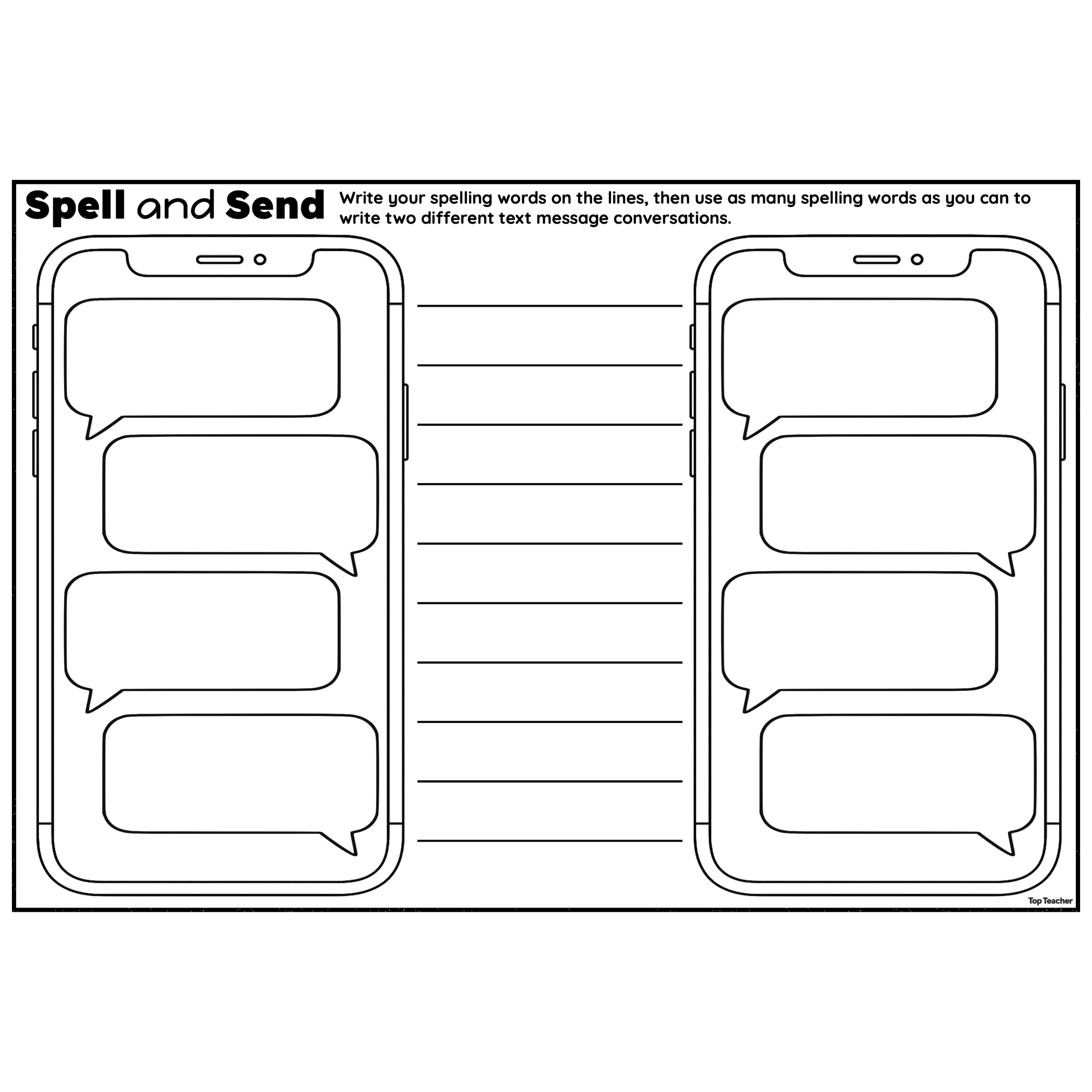 Spell and Send: Spelling Template - Top Teacher