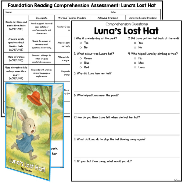 Foundation Reading Comprehension Assessment: The Sleepy Kitten - Top ...