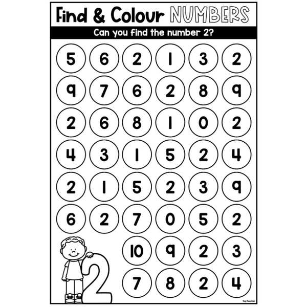 Find & Colour Number 2 Worksheet - Top Teacher