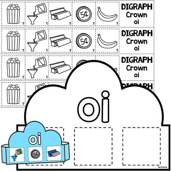 Digraph Crown: oi (boil) Craft - Top Teacher