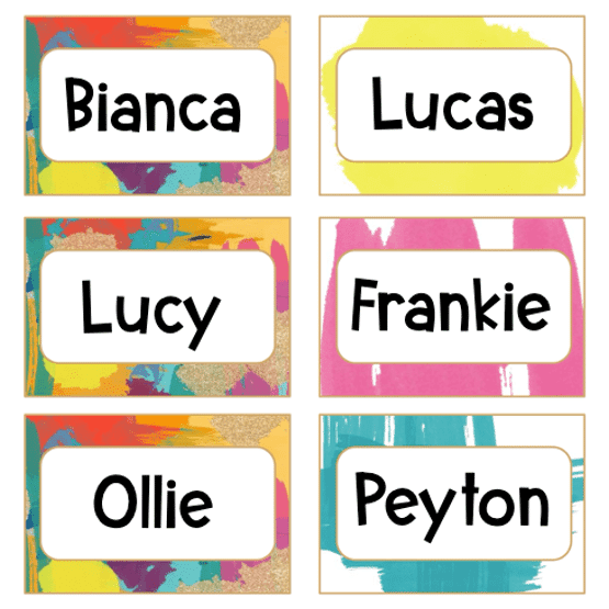 Labels 2 Per Page Colour Splash - Top Teacher