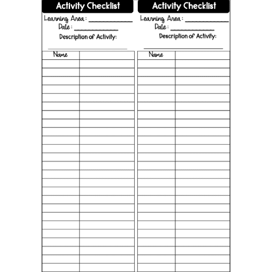 Activity Checklist - Top Teacher