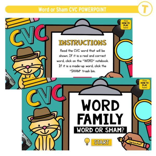 Word or Sham CVC POWERPOINT - Top Teacher