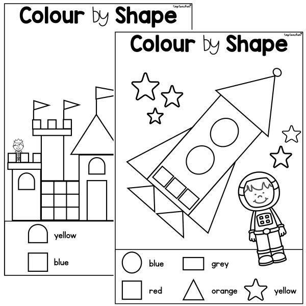 Colour by 2D Shape Worksheets - Top Teacher
