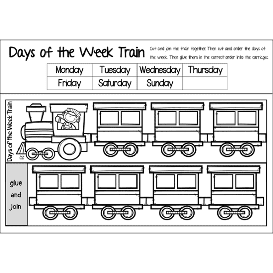 Days of the Week Train: Cut & Paste Activity - Top Teacher