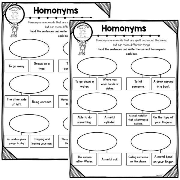 Homonym Read & Write Worksheets - Top Teacher