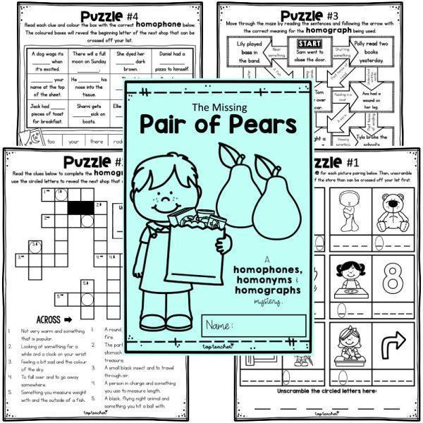 The Missing Pair of Pears: Homophone Investigation Booklet - Top Teacher