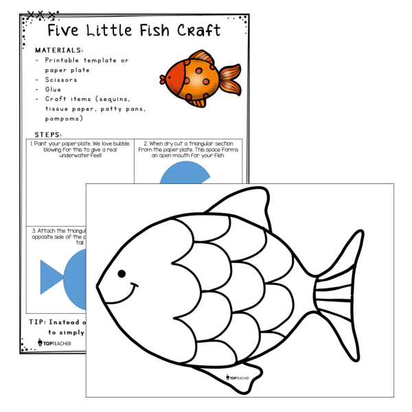 Five Little Fish Craft - Top Teacher