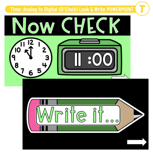 Time: Analog to Digital (O’Clock) Look & Write POWERPOINT - Top Teacher