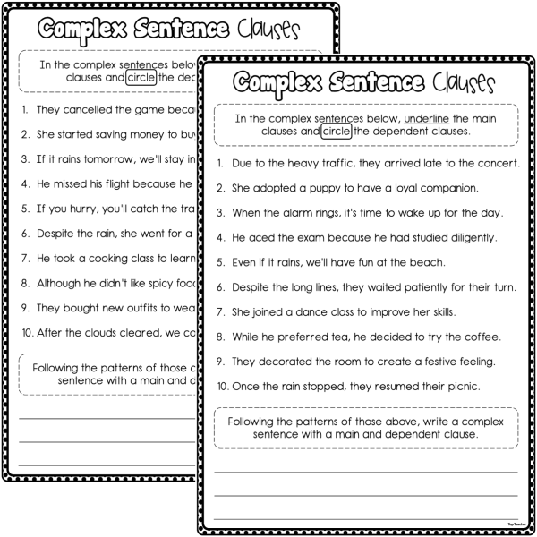 Creating Complex Sentences Maze Worksheets - Top Teacher