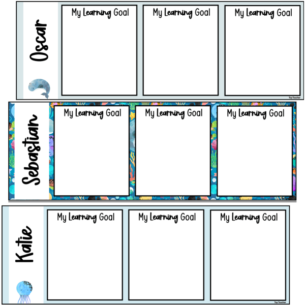 Learning Goal 3 Cards Ocean Wonderland - Top Teacher