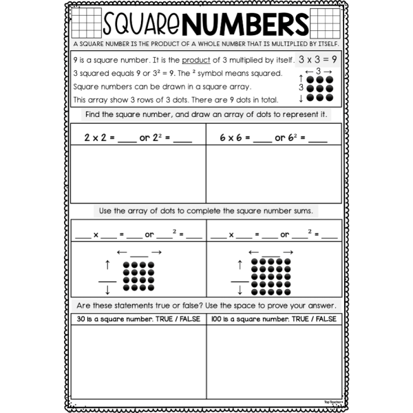 Square Numbers - Top Teacher
