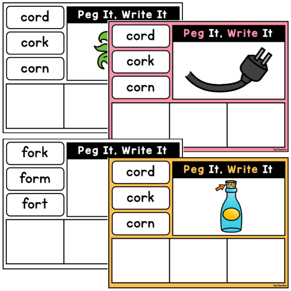 Peg It, Write It Task Cards: /or/ - Top Teacher