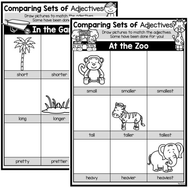 Comparing Sets of Adjectives Worksheet - Top Teacher