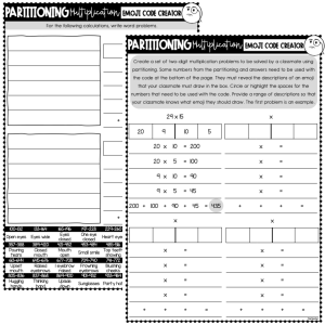 Partitioning Two-Digit by One-Digit Multiplication Emoji Code Creator ...