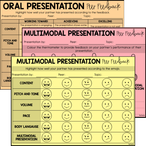 Oral Presentation Peer Feedback Slips - Top Teacher