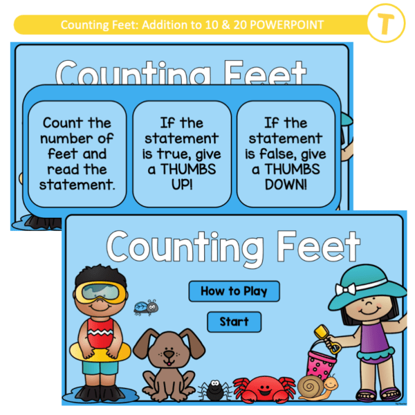 Counting Feet: Addition to 10 & 20 POWERPOINT - Top Teacher