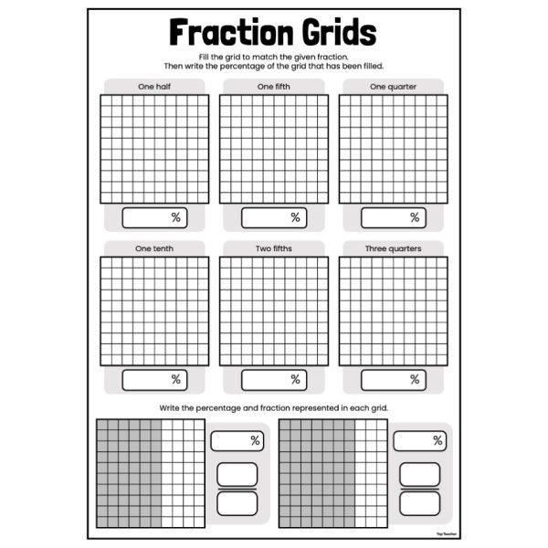 Fraction Grids Worksheet - Top Teacher