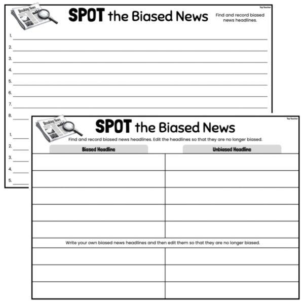 Biased Place Review: Identifying & Analysing Bias Worksheets - Top Teacher