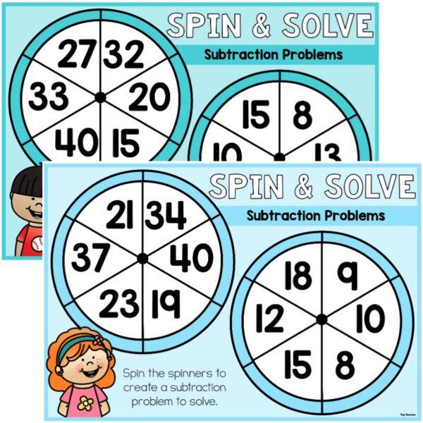 Spin & Solve: Subtraction Within 40 Activity - Top Teacher