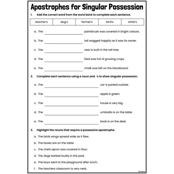 Apostrophes Worksheet Apostrophe Activity