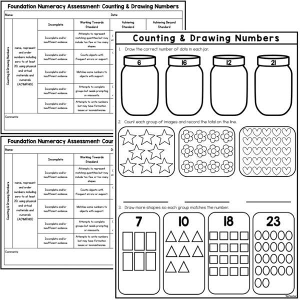 Counting & Drawing Numbers Numeracy Assessment: Foundation - Top Teacher