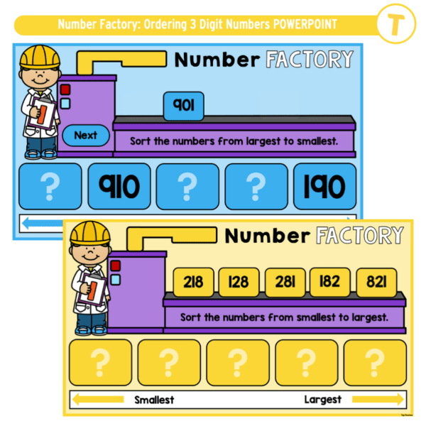 Number Factory: Ordering 3 Digit Numbers POWERPOINT - Top Teacher