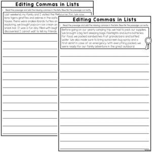 Identifying Commas in Lists Worksheets - Top Teacher