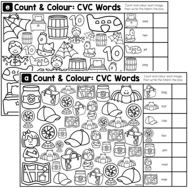 Find, Colour & Write: CVC Words Worksheets - Top Teacher