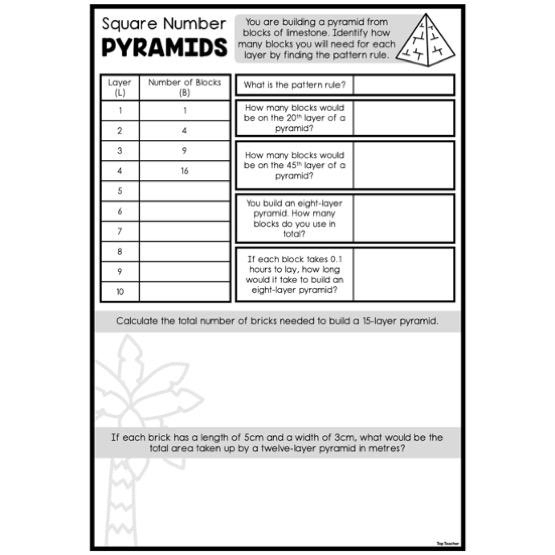 Square Number Pyramids Worksheets - Top Teacher