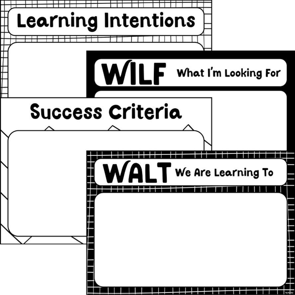 Learning Intentions Posters Monochrome - Top Teacher