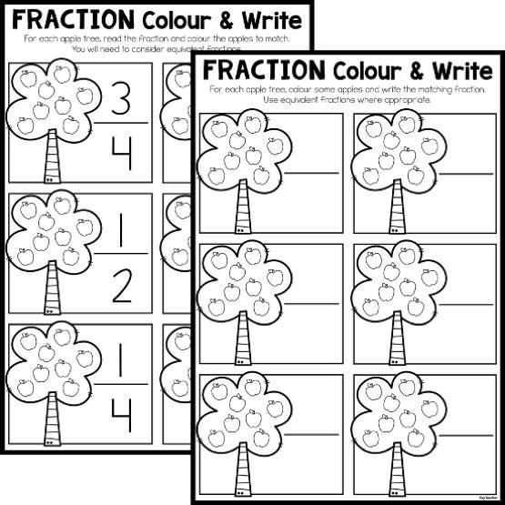 Fractions Colour & Write: Apple Trees - Top Teacher