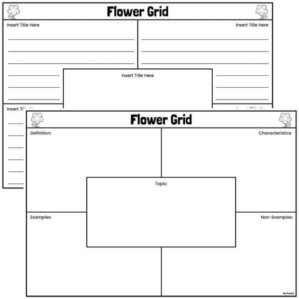 Flower Grid Graphic Organiser Templates - Top Teacher