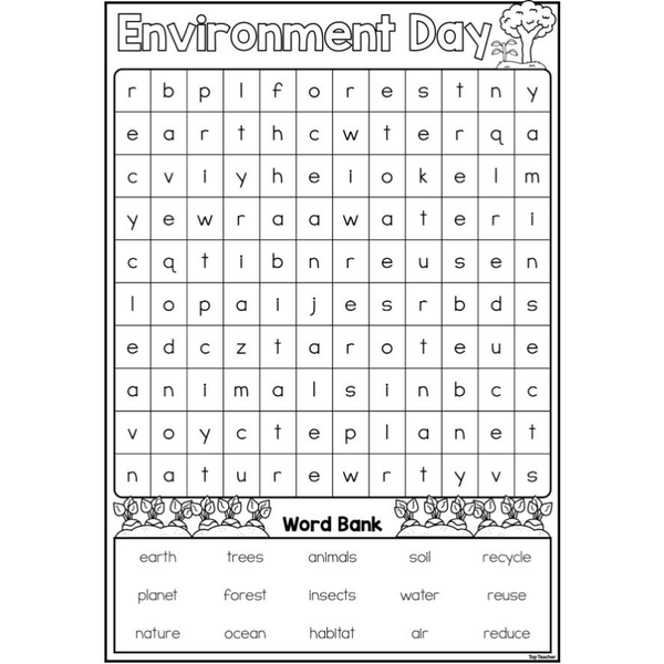 World Environment Day: Vocabulary Word Search Worksheets - Top Teacher