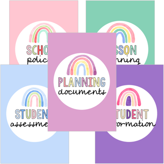 Teacher File Covers & Spines Rainbow - Top Teacher