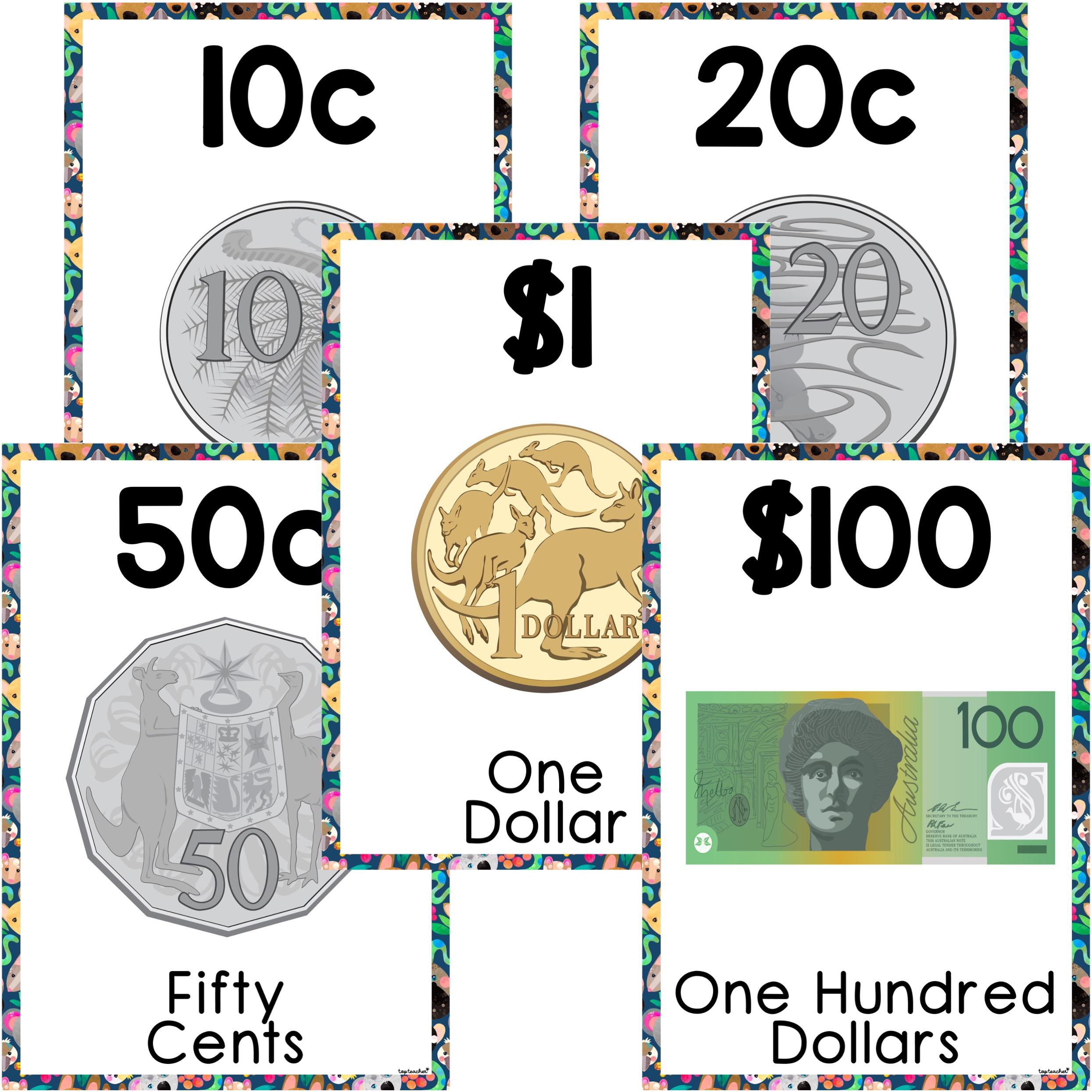 Australian Money Posters Animalia - Top Teacher