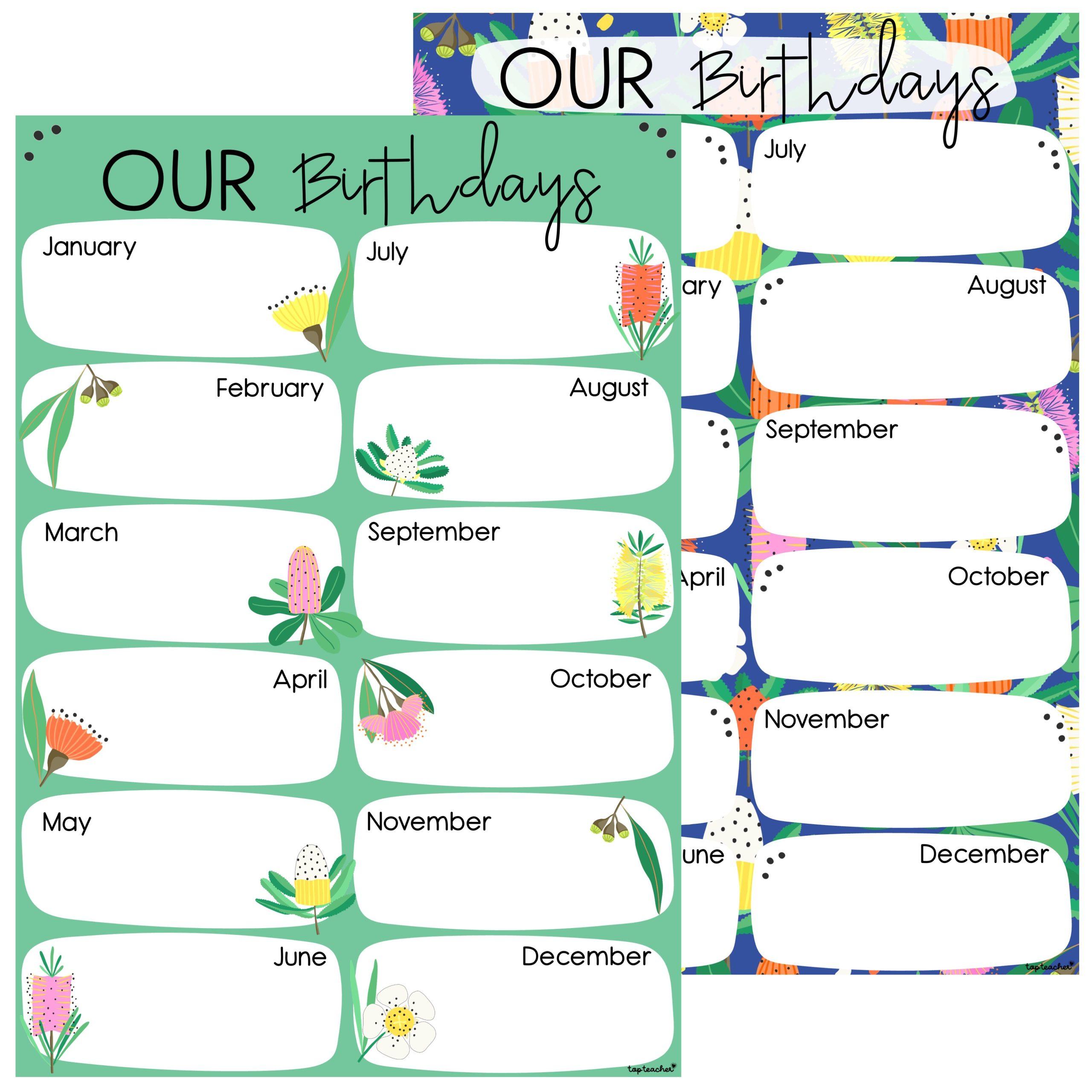 Birthday Chart Let’s Bloom - Top Teacher