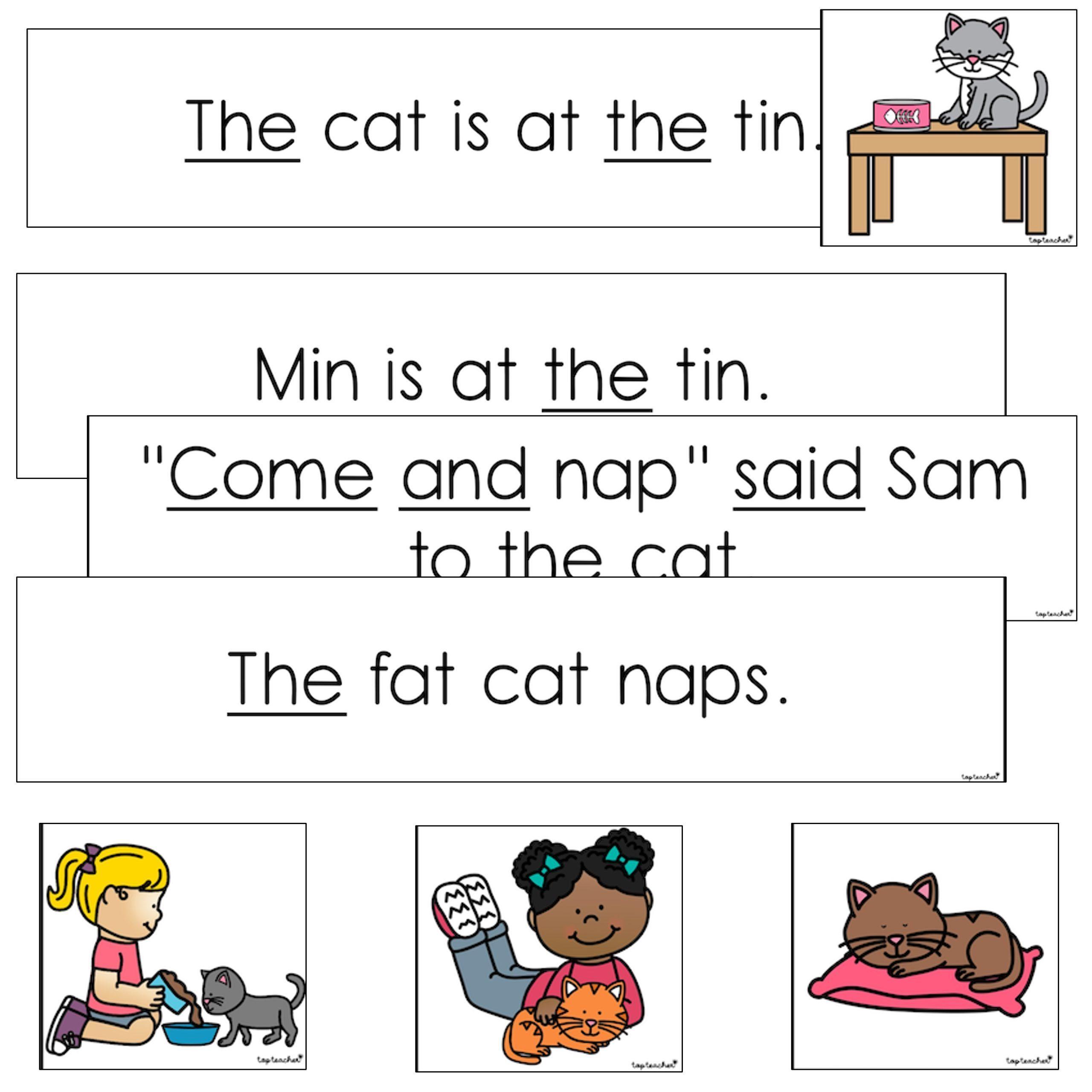 Decoding Words Cat Decodable Sentences Set 1: Cats - Top Teacher