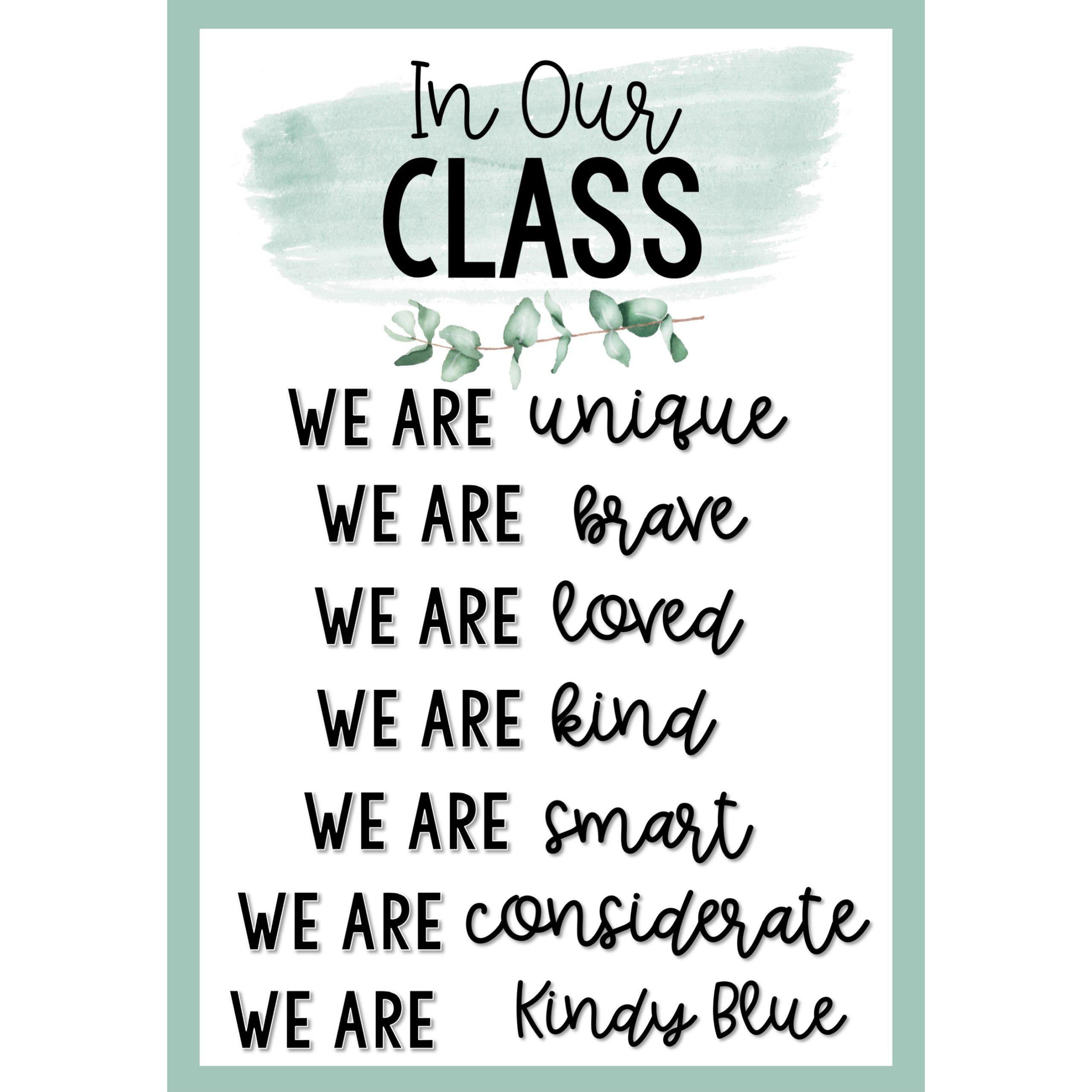 In Our Class Lettering In Our Class Poster Eucalyptus - Top Teacher
