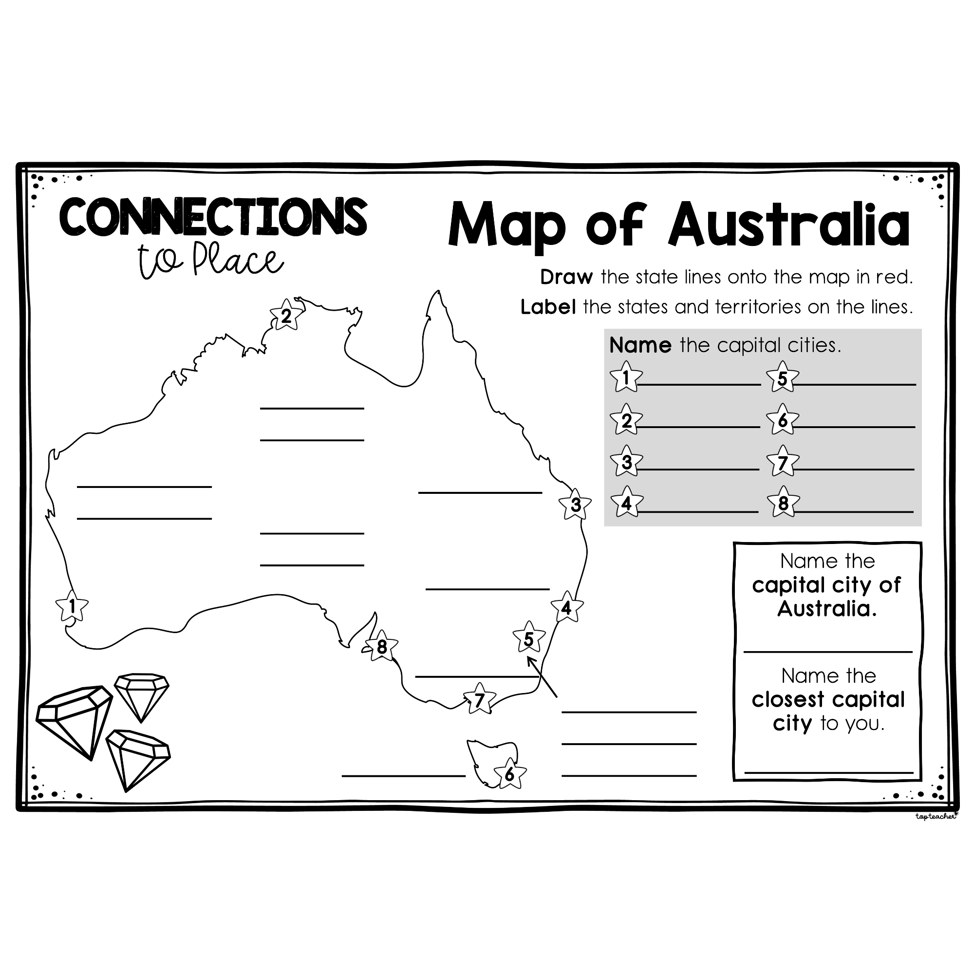 Map of Australia Worksheet - Top Teacher