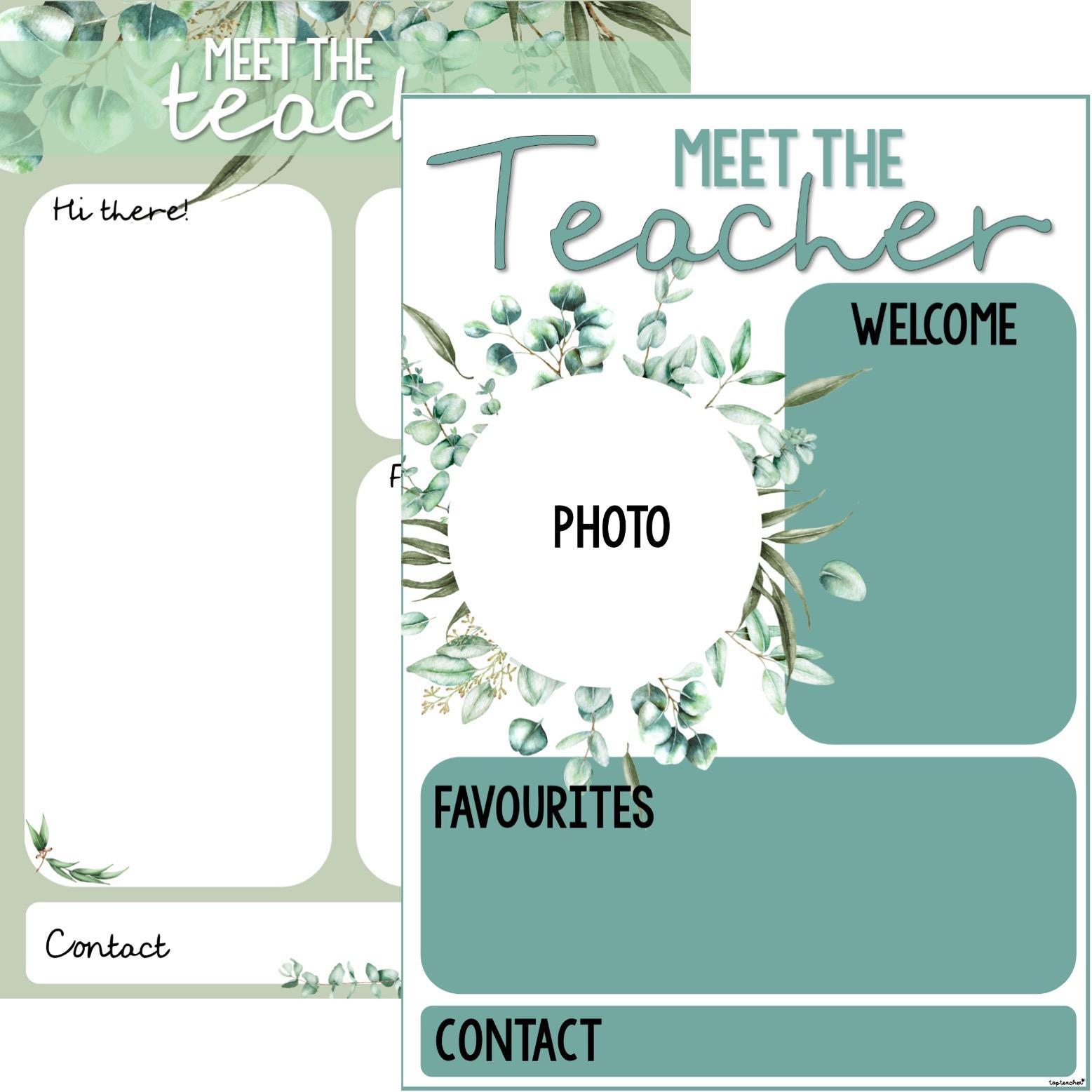 Meet the Teacher Eucalyptus: Back to School - Top Teacher