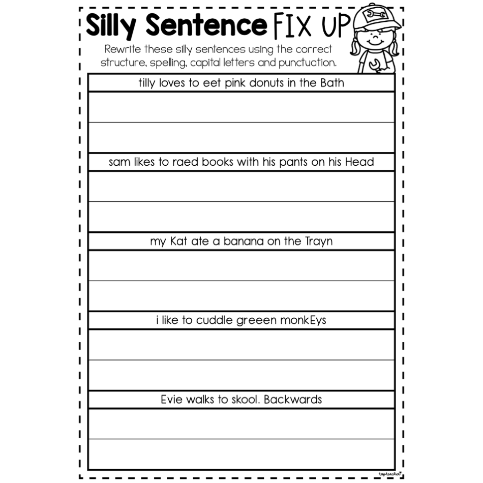 Silly Sentence Fix Up - Top Teacher