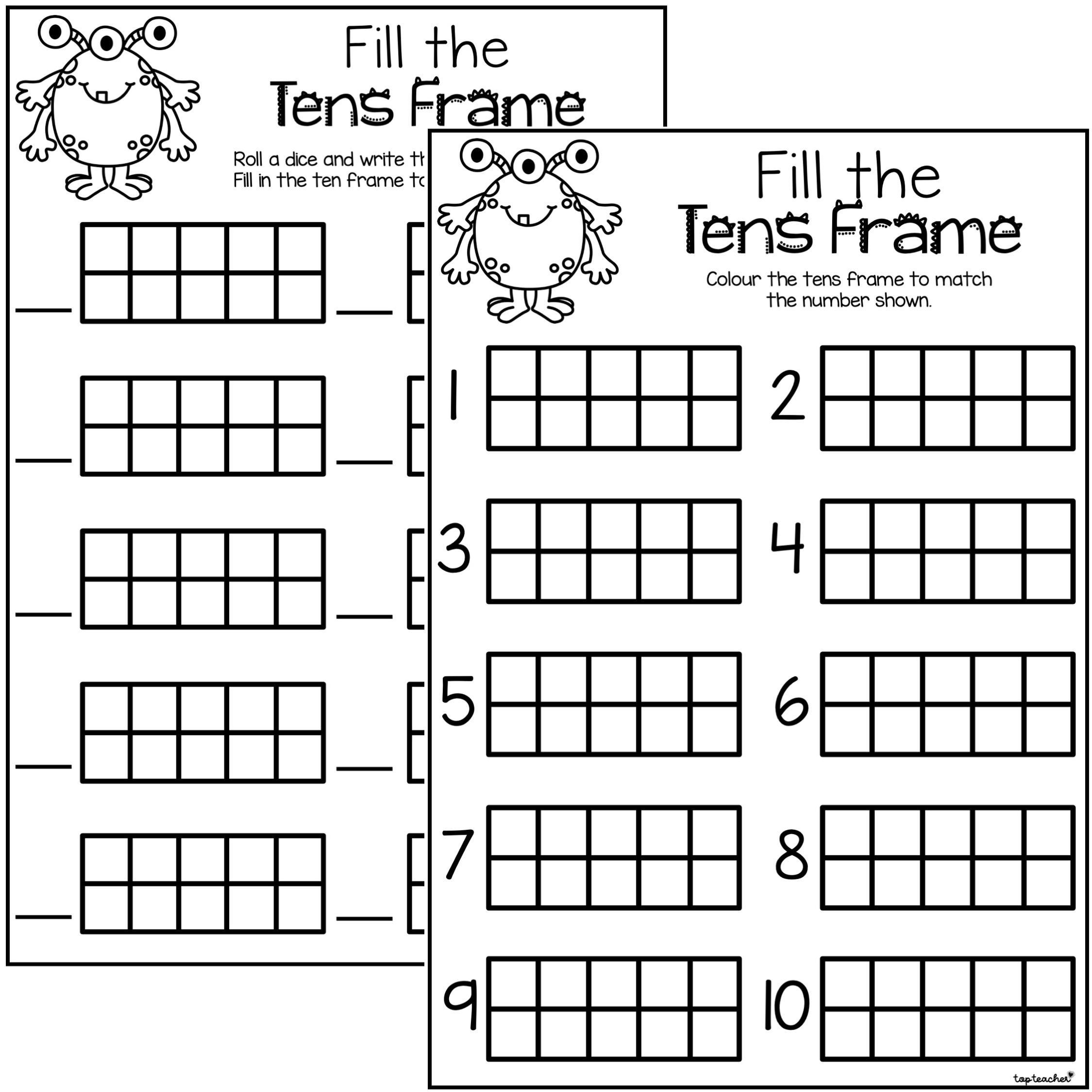 Tens Frames Worksheet Tens Frames Resources | Maths Downloads | Mrs