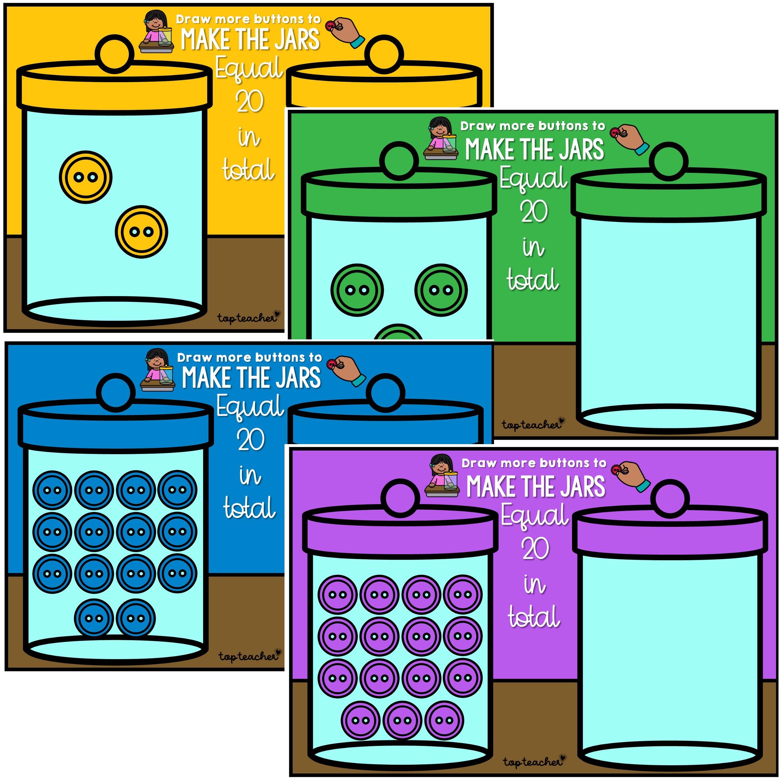 Numbers to 20 Task Cards: Twenty Buttons - Top Teacher