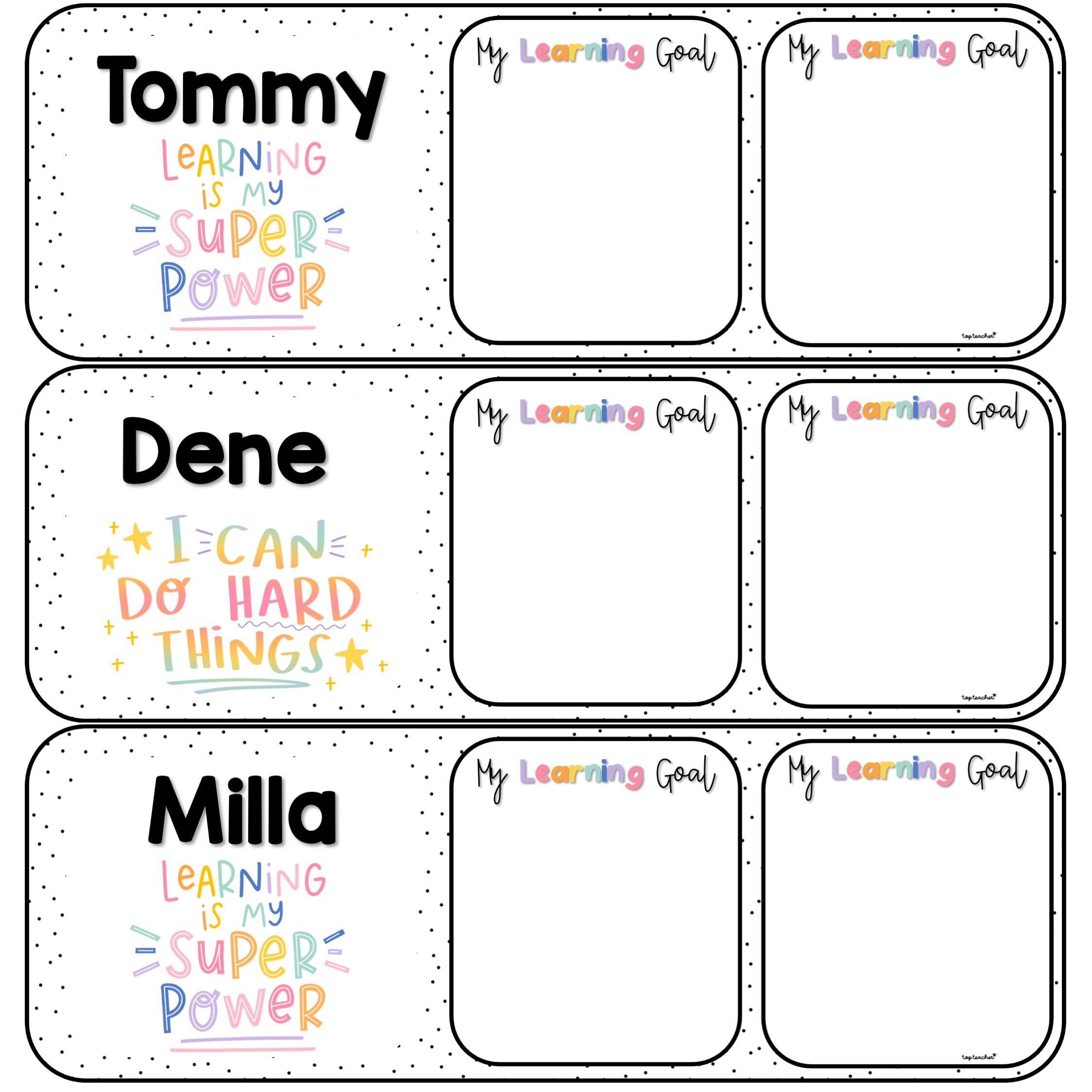 Learning Goal Card Learning Goal 2 Cards Good Vibes Spots - Top Teacher