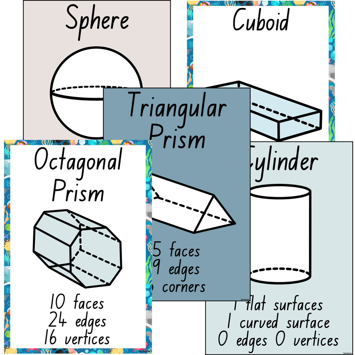 3D Object Property Posters Ocean Wonderland - Top Teacher